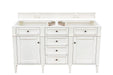 Brittany 60" Double Bathroom Vanity in Bright White Double bathroom Vanity James Martin Vanities Ethereal Noctis Quartz 