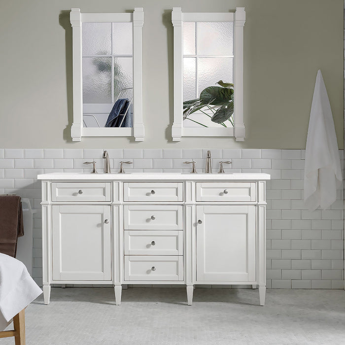 Brittany 60" Double Bathroom Vanity in Bright White Double bathroom Vanity James Martin Vanities Select Your Top 