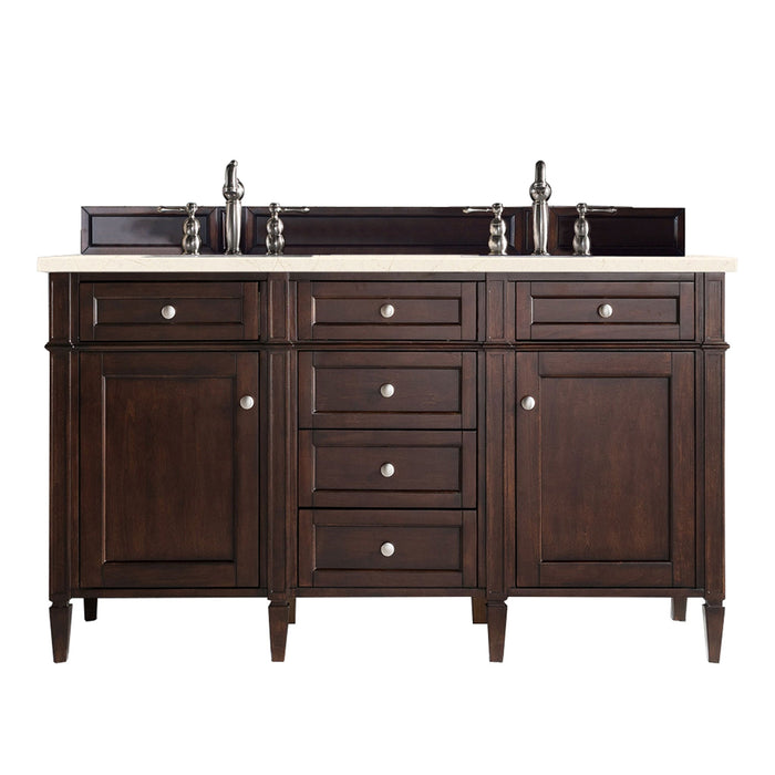 Brittany 60" Double Bathroom Vanity in Burnished Mahogany Double bathroom Vanity James Martin Vanities Parisien Bleu Quartz 