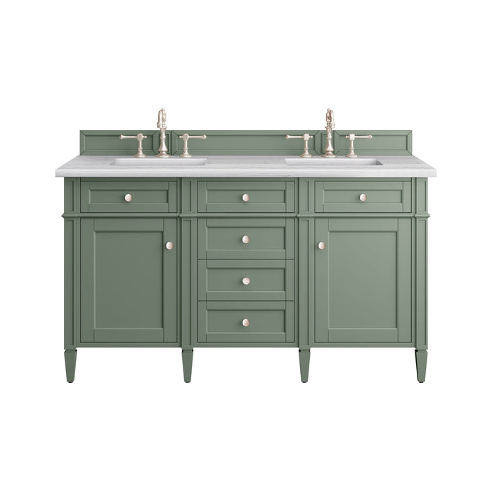 Brittany 60" Double Bathroom Vanity in Smokey Celadon Double bathroom Vanity James Martin Vanities Charcoal Soapstone Quartz 