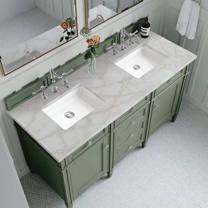 Brittany 60" Double Bathroom Vanity in Smokey Celadon