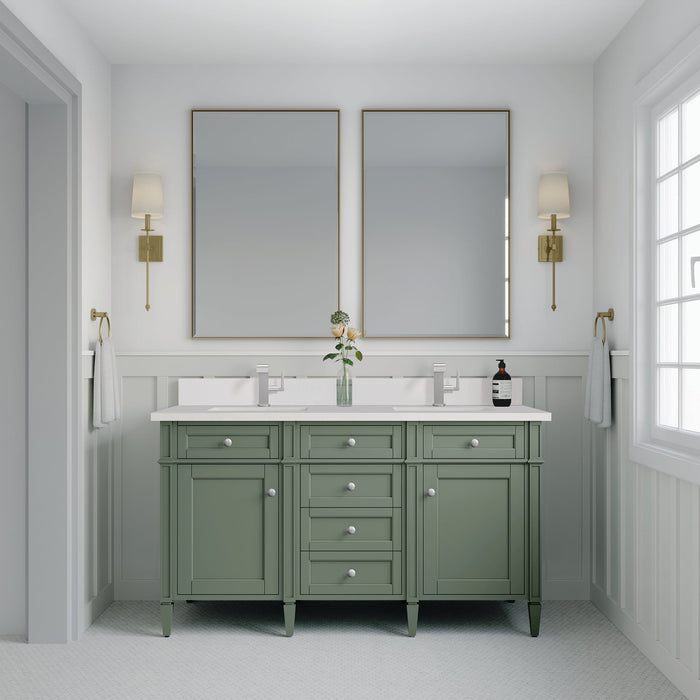 Brittany 60" Double Bathroom Vanity in Smokey Celadon