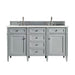 Brittany 60" Double Bathroom Vanity in Urban Gray Double bathroom Vanity James Martin Vanities Parisien Bleu Quartz 