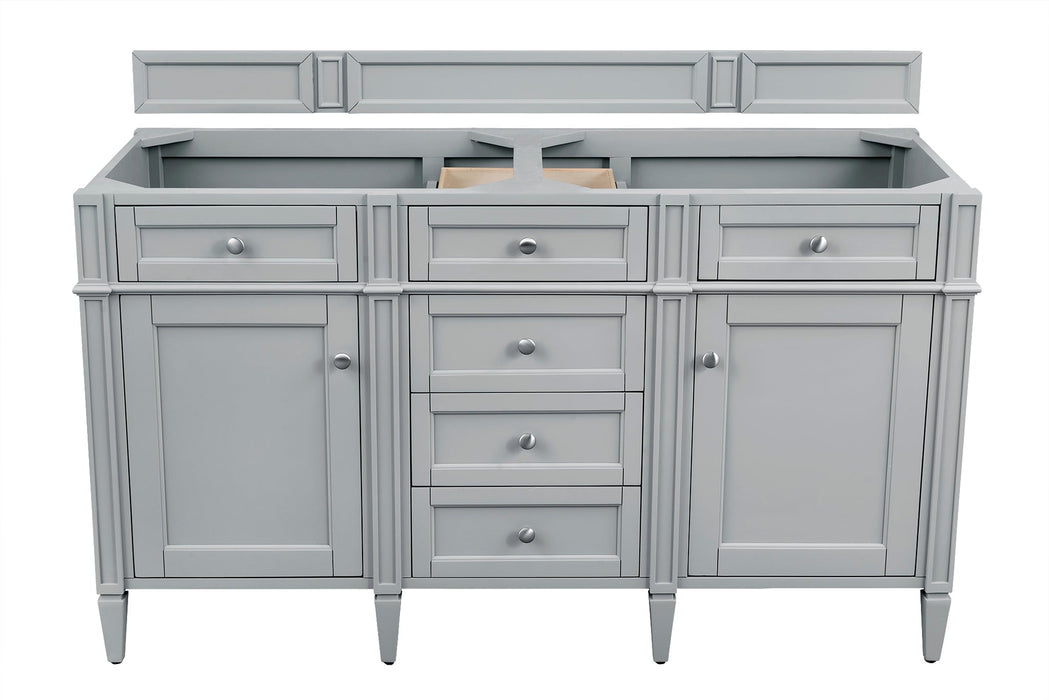 Brittany 60" Double Bathroom Vanity in Urban Gray Double bathroom Vanity James Martin Vanities Eternal Jasmine Pearl Quartz 