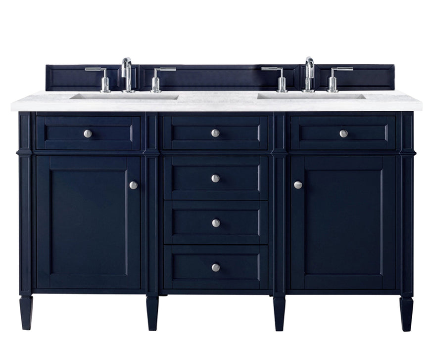 Brittany 60" Double Bathroom Vanity in Victory Blue Double bathroom Vanity James Martin Vanities Eternal Serena Quartz 