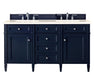 Brittany 60" Double Bathroom Vanity in Victory Blue Double bathroom Vanity James Martin Vanities White Zeus Quartz 