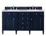 Brittany 60" Double Bathroom Vanity in Victory Blue Double bathroom Vanity James Martin Vanities Eternal Jasmine Pearl Quartz 