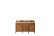 Brittany 60" Double Vanity Cabinet in Saddle Brown Double Bathroom Vanity James Martin Vanities Eternal Serena Quartz 