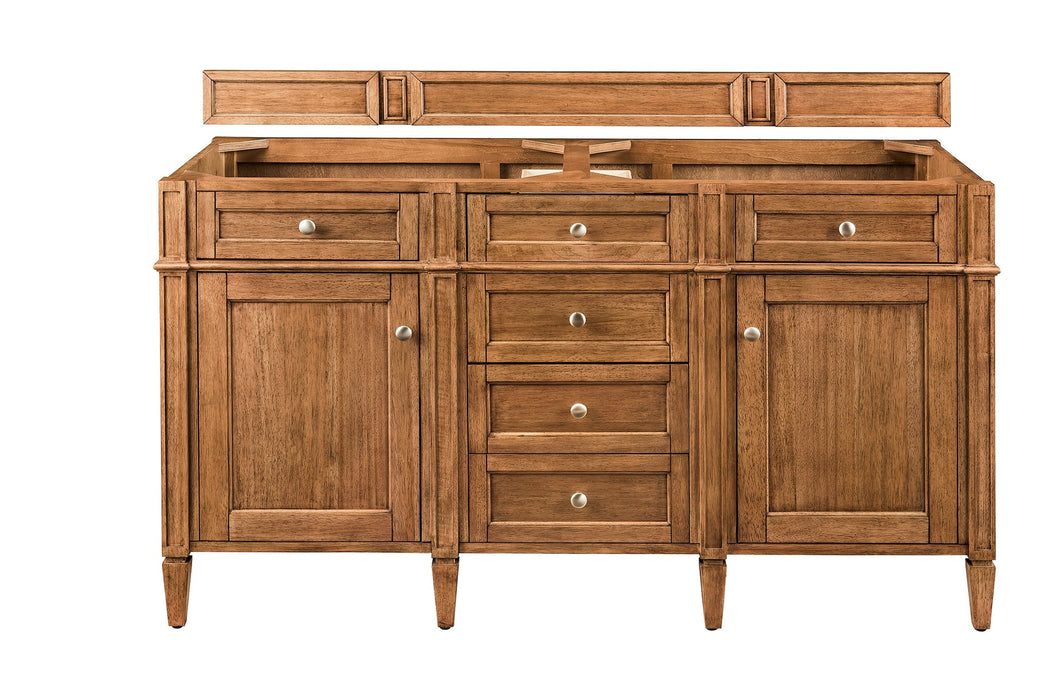 Brittany 60" Double Vanity Cabinet in Saddle Brown Double Bathroom Vanity James Martin Vanities Charcoal Soapstone Quartz 