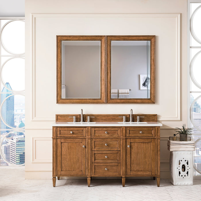 Brittany 60" Double Vanity Cabinet in Saddle Brown Double Bathroom Vanity James Martin Vanities Select Your Top 