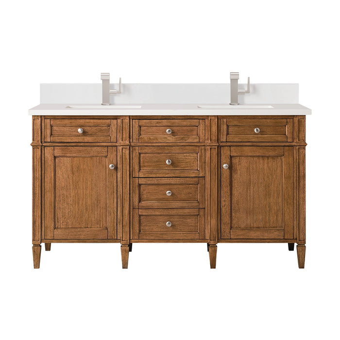 Brittany 60" Double Vanity Cabinet in Saddle Brown