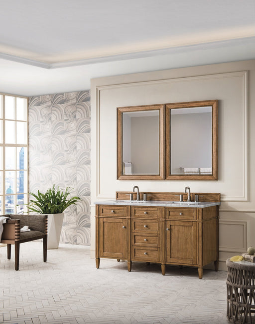 Brittany 60" Double Vanity Cabinet in Saddle Brown Double Bathroom Vanity James Martin Vanities Arctic Fall Solid Surface 