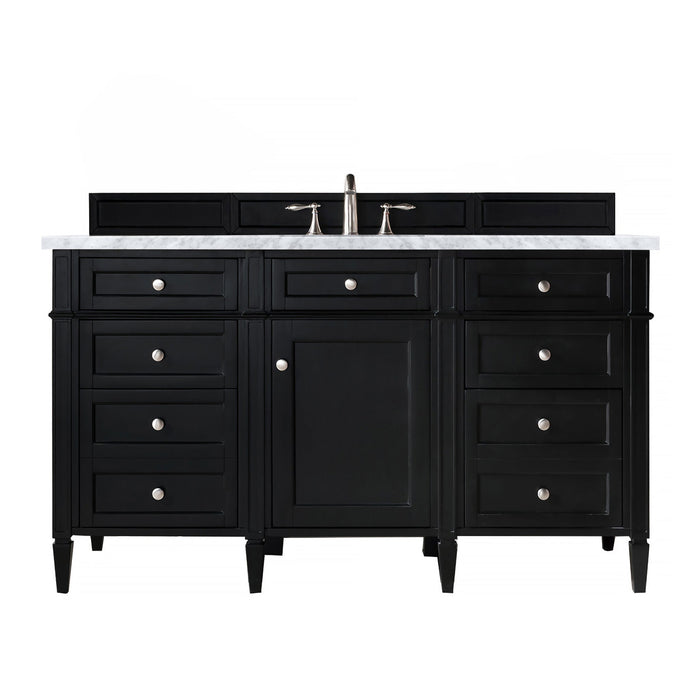 Brittany 60" Single Bathroom Vanity in Black Onyx Single Bathroom Vanity James Martin Vanities Ethereal Noctis Quartz 