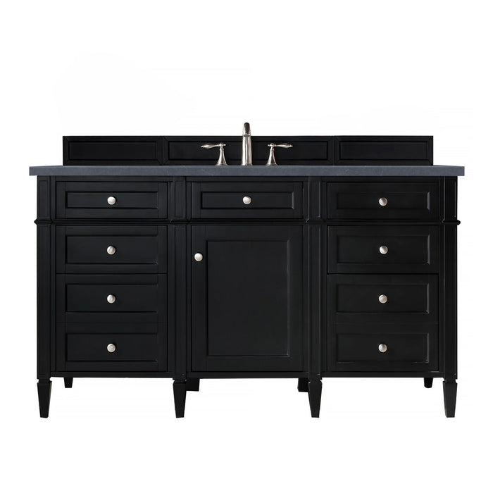 Brittany 60" Single Bathroom Vanity in Black Onyx Single Bathroom Vanity James Martin Vanities Eternal Serena Quartz 