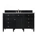 Brittany 60" Single Bathroom Vanity in Black Onyx Single Bathroom Vanity James Martin Vanities Parisien Bleu Quartz 