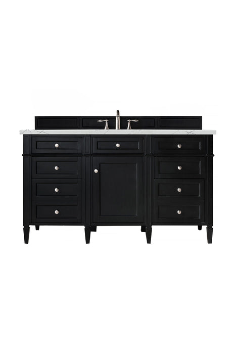 Brittany 60" Single Bathroom Vanity in Black Onyx Single Bathroom Vanity James Martin Vanities Lime Delight Quartz 