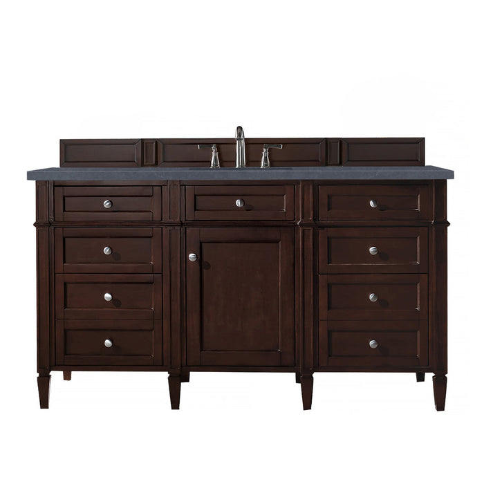 Brittany 60" Single Bathroom Vanity in Burnished Mahogany Single Bathroom Vanity James Martin Vanities Parisien Bleu Quartz 