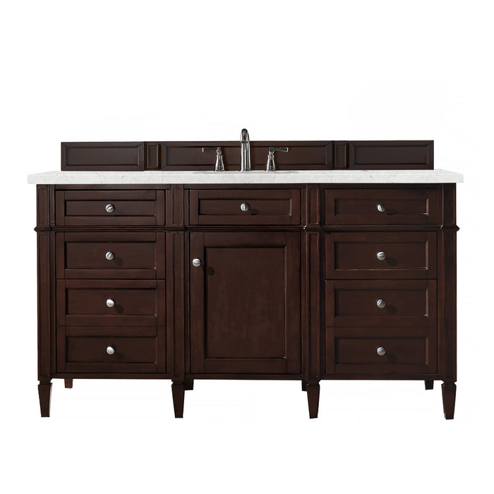 Brittany 60" Single Bathroom Vanity in Burnished Mahogany Single Bathroom Vanity James Martin Vanities Victorian Silver Quartz 