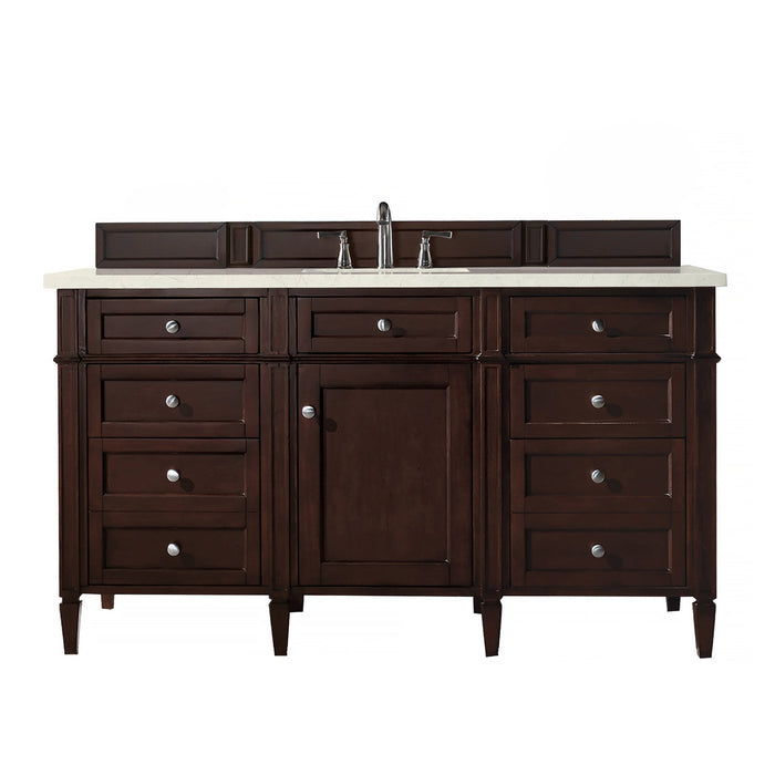 Brittany 60" Single Bathroom Vanity in Burnished Mahogany Single Bathroom Vanity James Martin Vanities Eternal Marfil Quartz 