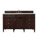 Brittany 60" Single Bathroom Vanity in Burnished Mahogany Single Bathroom Vanity James Martin Vanities Eternal Marfil Quartz 