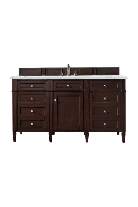 Brittany 60" Single Bathroom Vanity in Burnished Mahogany Single Bathroom Vanity James Martin Vanities Eternal Serena Quartz 