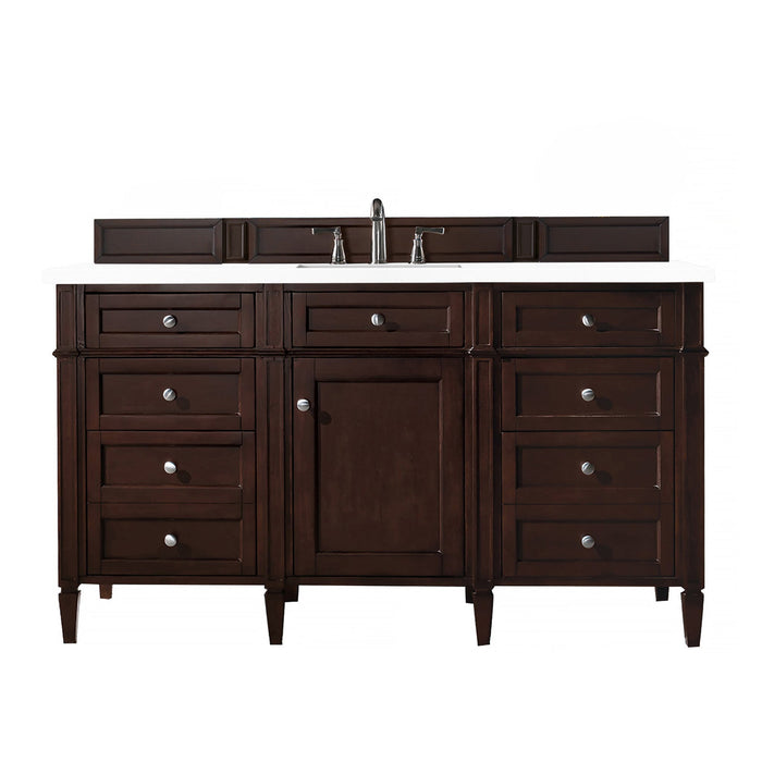 Brittany 60" Single Bathroom Vanity in Burnished Mahogany Single Bathroom Vanity James Martin Vanities Lime Delight Quartz 