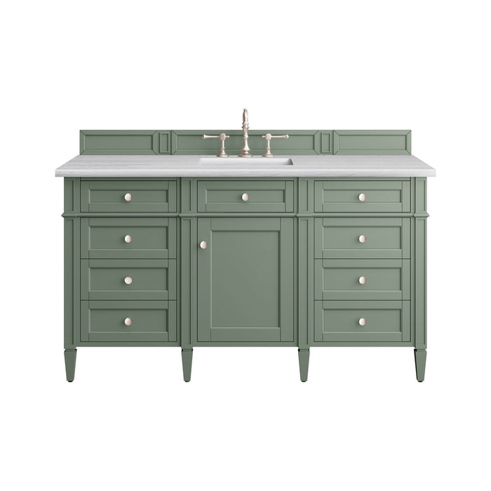 Brittany 60" Single Bathroom Vanity in Smokey Celadon Single Bathroom Vanity James Martin Vanities Charcoal Soapstone Quartz 