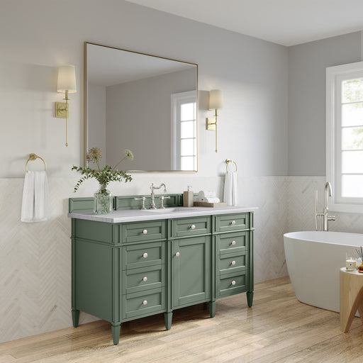 Brittany 60" Single Bathroom Vanity in Smokey Celadon Single Bathroom Vanity James Martin Vanities Arctic Fall Solid Surface 