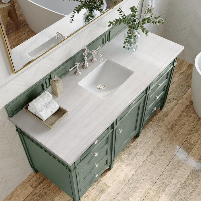 Brittany 60" Single Bathroom Vanity in Smokey Celadon Single Bathroom Vanity James Martin Vanities Carrara White Marble 