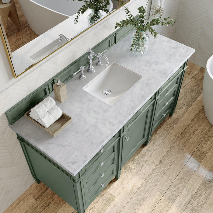 Brittany 60" Single Bathroom Vanity in Smokey Celadon Single Bathroom Vanity James Martin Vanities Ethereal Noctis Quartz 