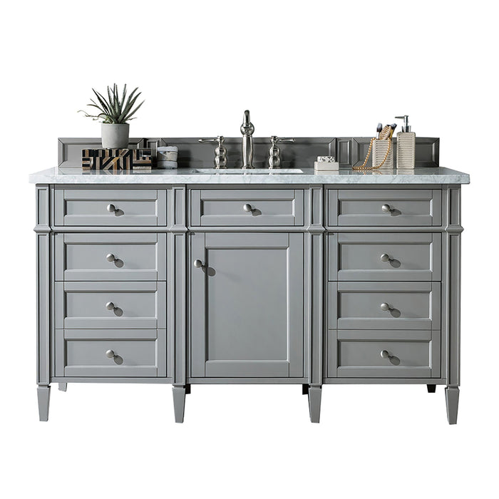 Brittany 60" Single Bathroom Vanity in Urban Gray Single Bathroom Vanity James Martin Vanities Ethereal Noctis Quartz 