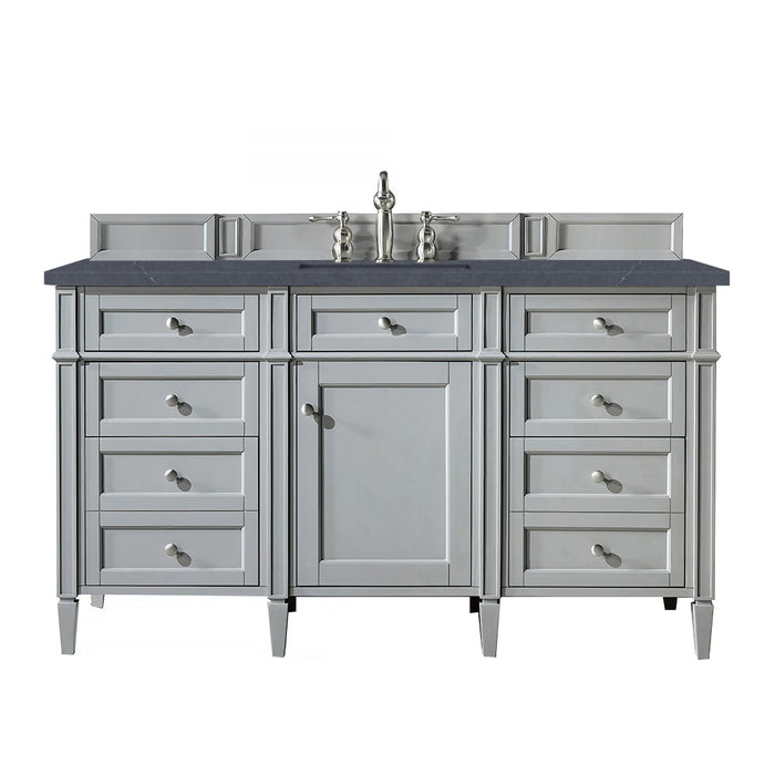 Brittany 60" Single Bathroom Vanity in Urban Gray Single Bathroom Vanity James Martin Vanities Eternal Marfil Quartz 