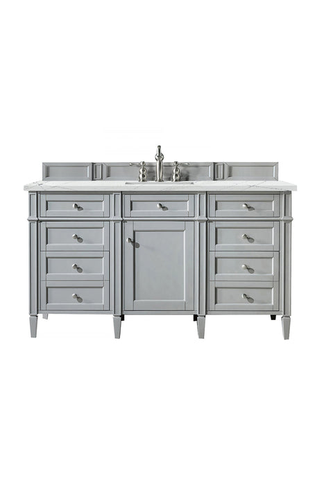 Brittany 60" Single Bathroom Vanity in Urban Gray Single Bathroom Vanity James Martin Vanities Victorian Silver Quartz 