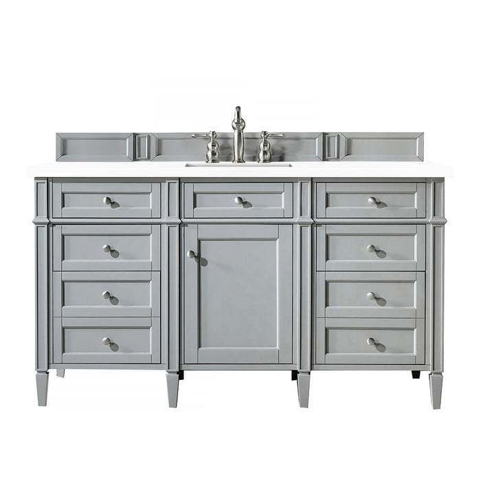 Brittany 60" Single Bathroom Vanity in Urban Gray Single Bathroom Vanity James Martin Vanities Eternal Serena Quartz 