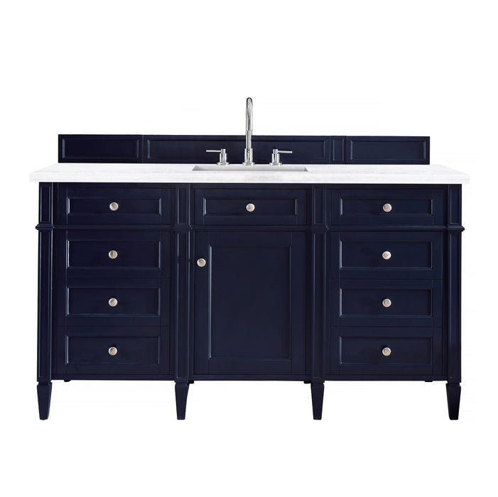 Brittany 60" Single Bathroom Vanity in Victory Blue Single Bathroom Vanity James Martin Vanities White Zeus Quartz 