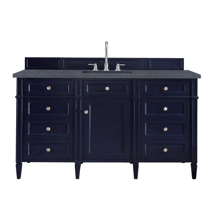 Brittany 60" Single Bathroom Vanity in Victory Blue Single Bathroom Vanity James Martin Vanities White Zeus Single Faucet Quartz Top w/Backsplash 