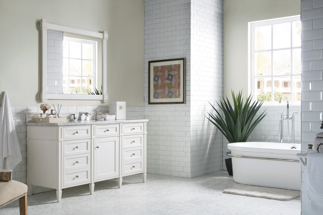 Brittany 60" Single Bathroom Vanity in Bright White Single Bathroom Vanity James Martin Vanities Arctic Fall Solid Surface 