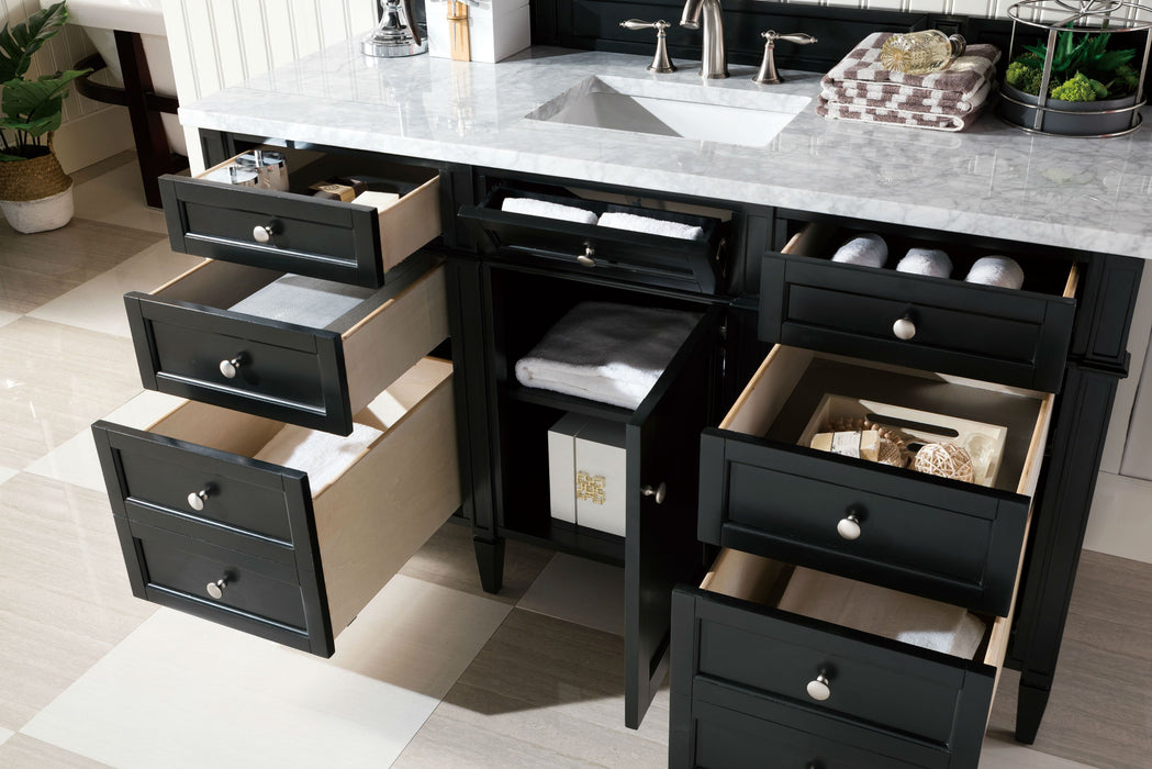 Brittany 60" Single Bathroom Vanity in Black Onyx Single Bathroom Vanity James Martin Vanities Carrara White Marble 