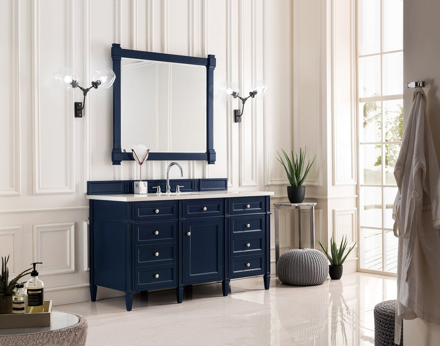 Brittany 60" Single Bathroom Vanity in Victory Blue Single Bathroom Vanity James Martin Vanities Arctic Fall Solid Surface 