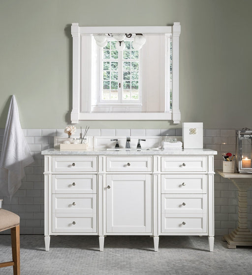 Brittany 60" Single Bathroom Vanity in Bright White Single Bathroom Vanity James Martin Vanities Select Your Top 