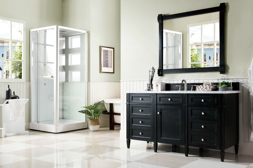 Brittany 60" Single Bathroom Vanity in Black Onyx Single Bathroom Vanity James Martin Vanities Arctic Fall Solid Surface 