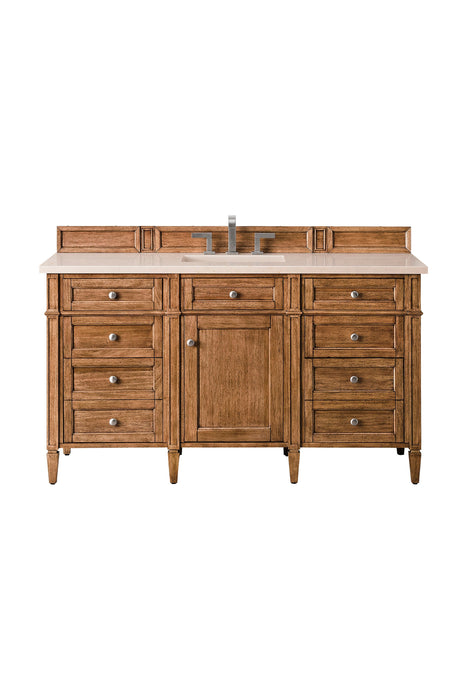 Brittany 60" Single Vanity Cabinet in Saddle Brown Single Bathroom Vanity James Martin Vanities Eternal Serena Quartz 