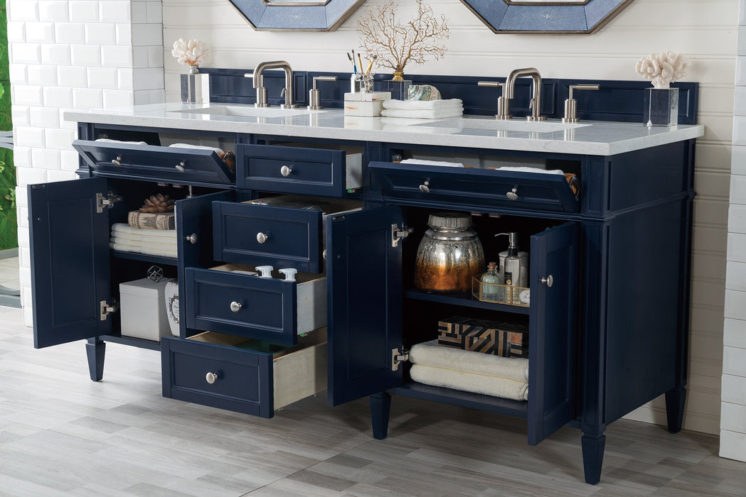 Brittany 72" Double Bathroom Vanity in Victory Blue Double bathroom Vanity James Martin Vanities Carrara White Marble 