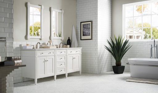 Brittany 72" Double Bathroom Vanity in Bright White Double bathroom Vanity James Martin Vanities Arctic Fall Solid Surface 