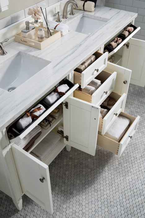 Brittany 72" Double Bathroom Vanity in Bright White Double bathroom Vanity James Martin Vanities Carrara White Marble 