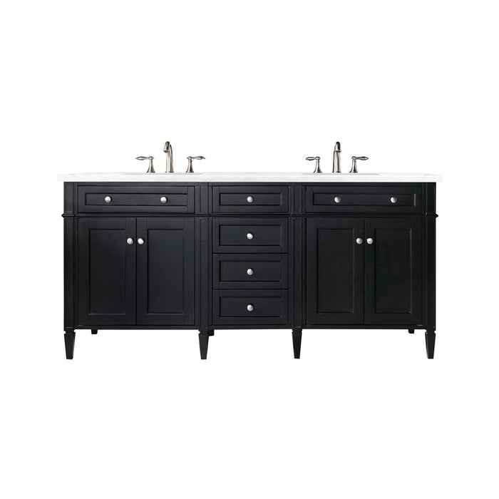 Brittany 72" Double Bathroom Vanity in Black Onyx Double bathroom Vanity James Martin Vanities Eternal Serena Quartz 