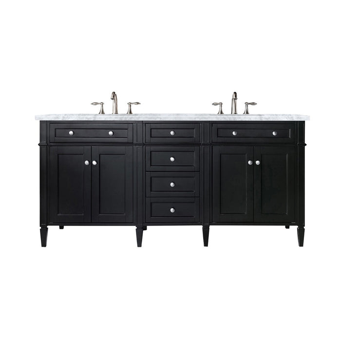 Brittany 72" Double Bathroom Vanity in Black Onyx Double bathroom Vanity James Martin Vanities Eternal Marfil Quartz 