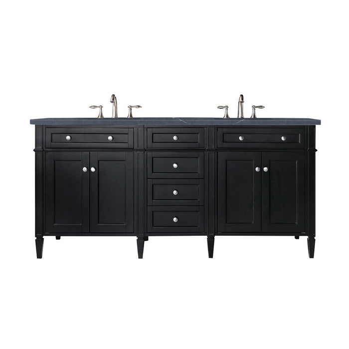 Brittany 72" Double Bathroom Vanity in Black Onyx Double bathroom Vanity James Martin Vanities Parisien Bleu Quartz 