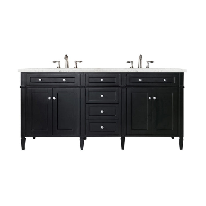 Brittany 72" Double Bathroom Vanity in Black Onyx