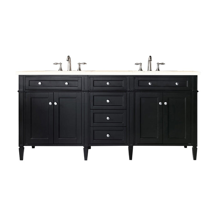 Brittany 72" Double Bathroom Vanity in Black Onyx Double bathroom Vanity James Martin Vanities White Zeus Quartz 